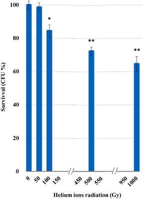 Cryptoendolithic Antarctic Black Fungus Cryomyces antarcticus Irradiated with Accelerated Helium Ions: Survival and Metabolic Activity, DNA and Ultrastructural Damage